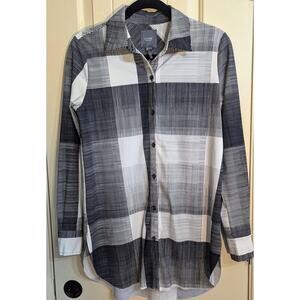 Lysse New York Schiffer Button Down Shirt Black and White Checkered Size Small
